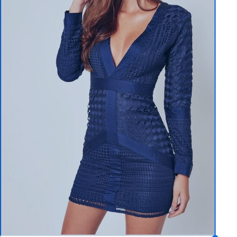 Missguided Navy Blue lace dress